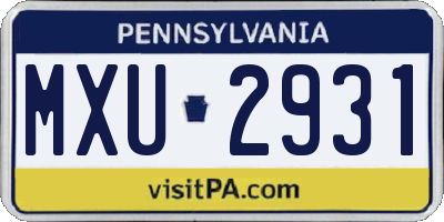 PA license plate MXU2931
