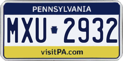 PA license plate MXU2932