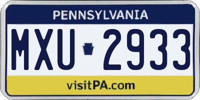 PA license plate MXU2933