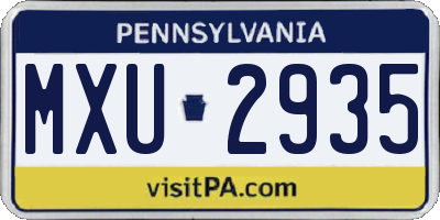 PA license plate MXU2935