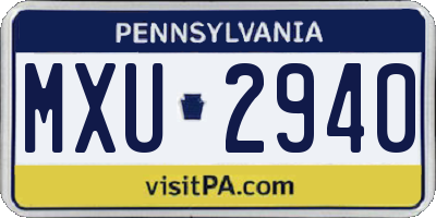 PA license plate MXU2940