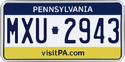 PA license plate MXU2943