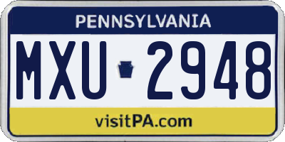 PA license plate MXU2948