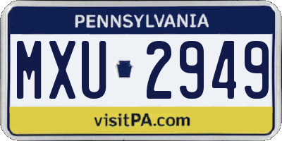 PA license plate MXU2949