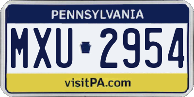 PA license plate MXU2954