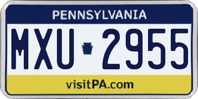 PA license plate MXU2955