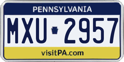 PA license plate MXU2957