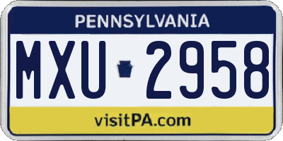 PA license plate MXU2958