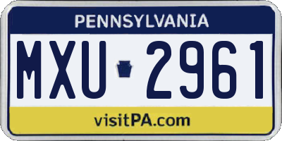PA license plate MXU2961