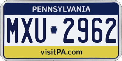 PA license plate MXU2962