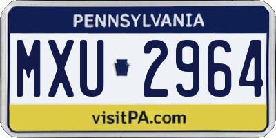 PA license plate MXU2964