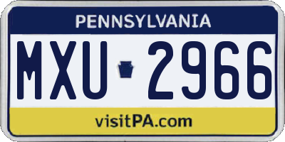 PA license plate MXU2966