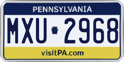 PA license plate MXU2968