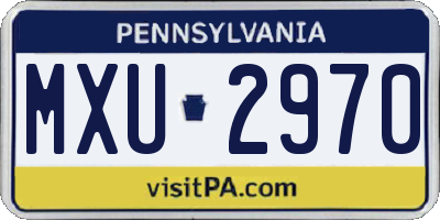 PA license plate MXU2970