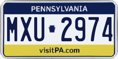 PA license plate MXU2974