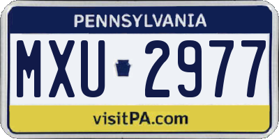 PA license plate MXU2977