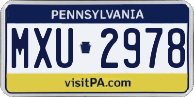 PA license plate MXU2978