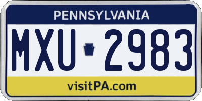 PA license plate MXU2983