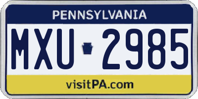 PA license plate MXU2985