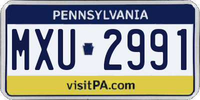 PA license plate MXU2991