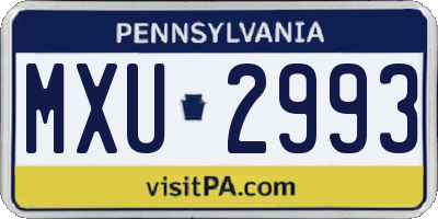PA license plate MXU2993