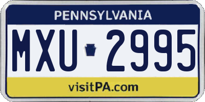 PA license plate MXU2995