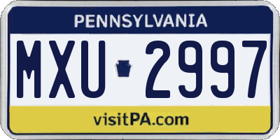 PA license plate MXU2997