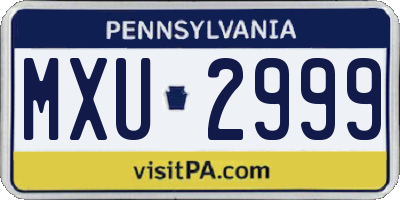 PA license plate MXU2999