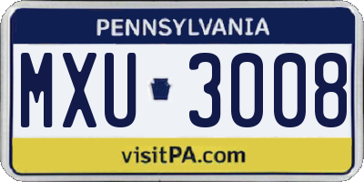 PA license plate MXU3008