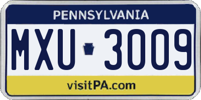 PA license plate MXU3009