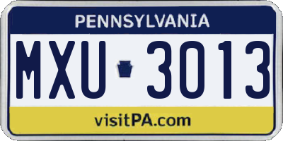 PA license plate MXU3013
