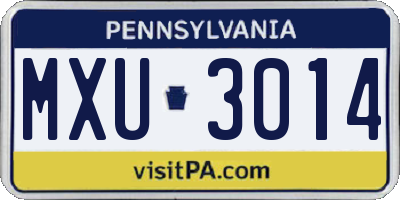 PA license plate MXU3014