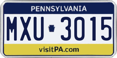 PA license plate MXU3015