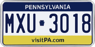 PA license plate MXU3018
