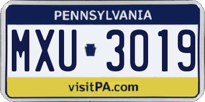 PA license plate MXU3019