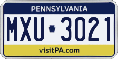 PA license plate MXU3021