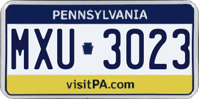 PA license plate MXU3023