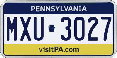 PA license plate MXU3027