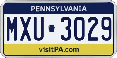 PA license plate MXU3029