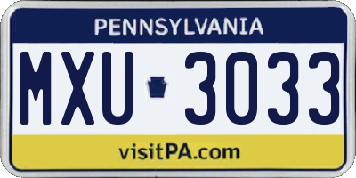 PA license plate MXU3033