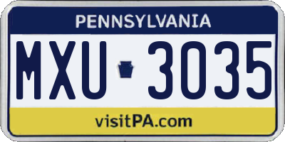 PA license plate MXU3035