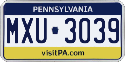 PA license plate MXU3039