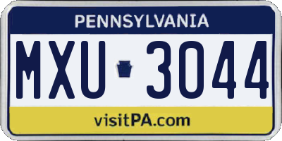 PA license plate MXU3044