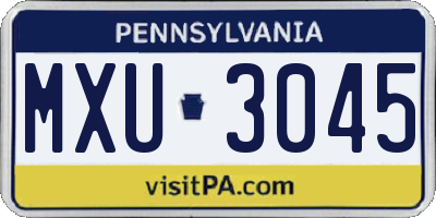 PA license plate MXU3045