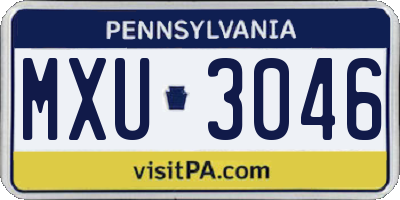 PA license plate MXU3046
