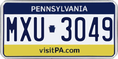 PA license plate MXU3049