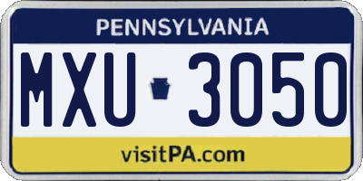 PA license plate MXU3050