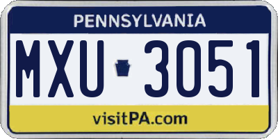 PA license plate MXU3051
