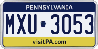 PA license plate MXU3053
