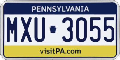 PA license plate MXU3055